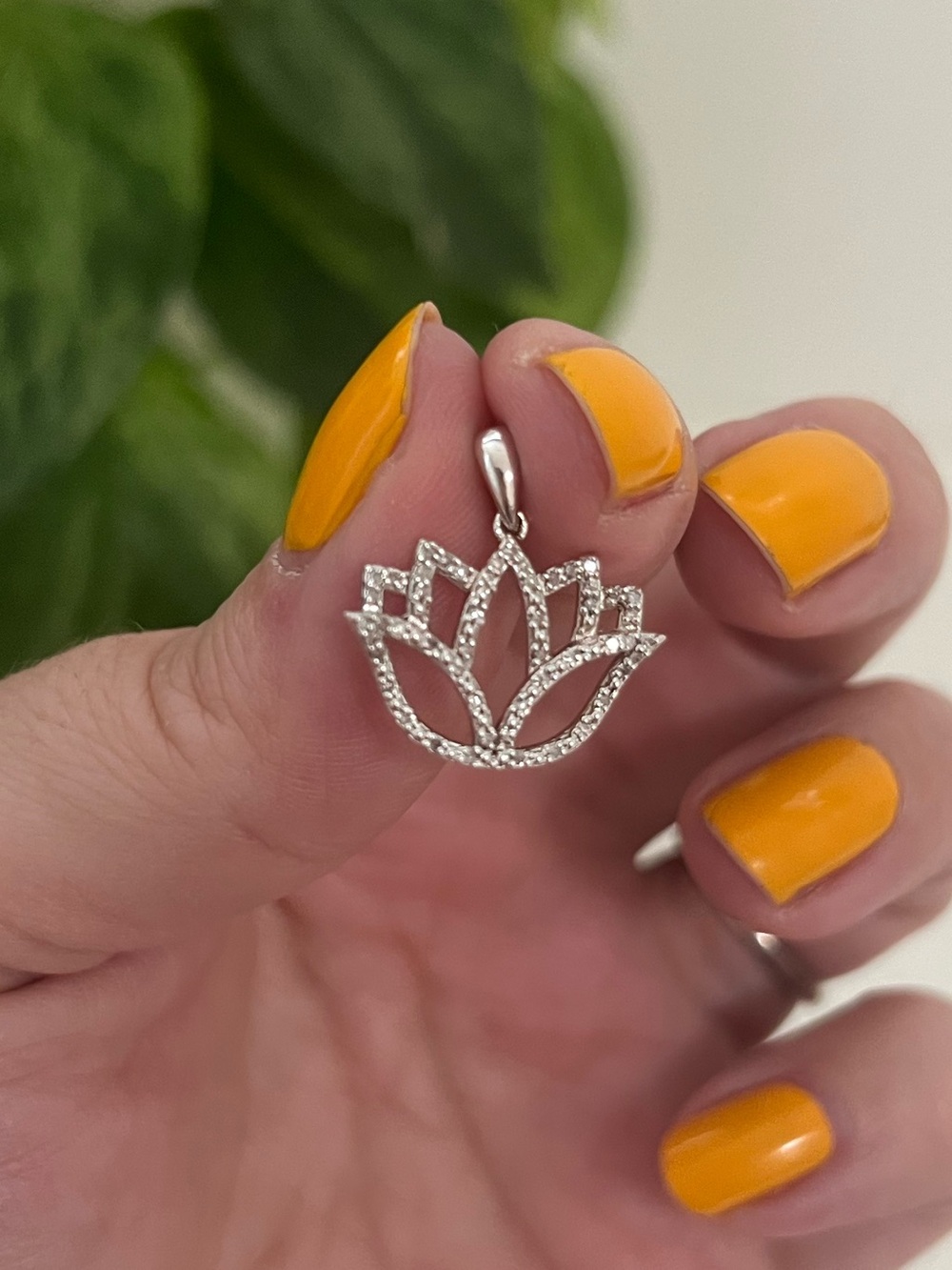 Natural Diamond & Sterling Silver Lotus Flower Pendant 🪷